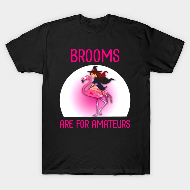 witch ride flaming Brooms are for amateurs T-Shirt by American Woman